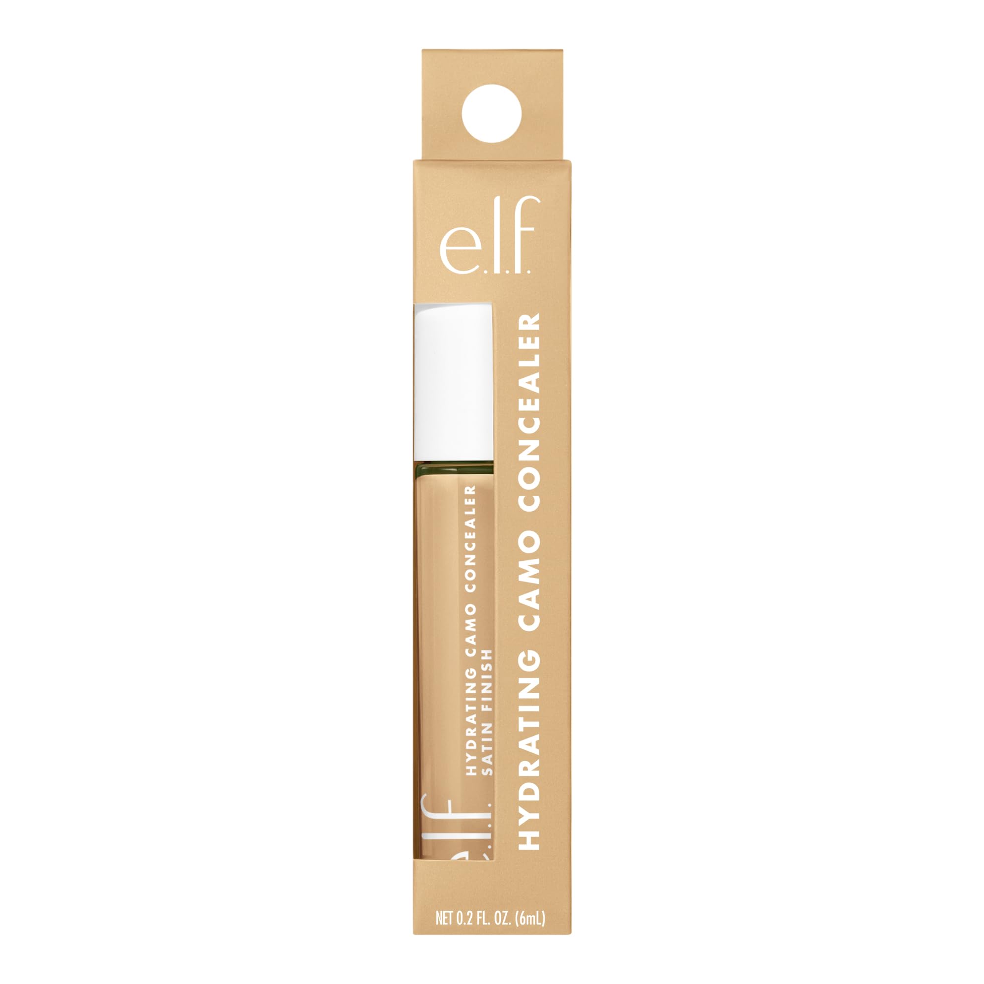 e.l.f. Hydrating Camo Concealer, Covers Blemishes & Under-Eye Circles, Full-Coverage & Delivers A Satin Finish, Vegan & Cruelty-Free, Light Ivory