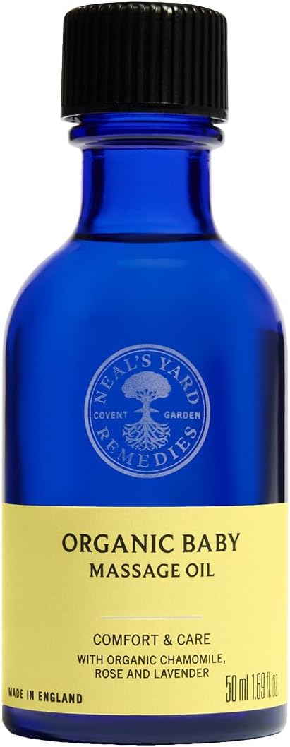 Neal's Yard Remedies | Baby Massage Oil | Vegan | Organic Lavender and Rose Otto | Soothing & Bonding Massage | Easy on Infant's Soft Delicate Skin |50 ml Halalzen
