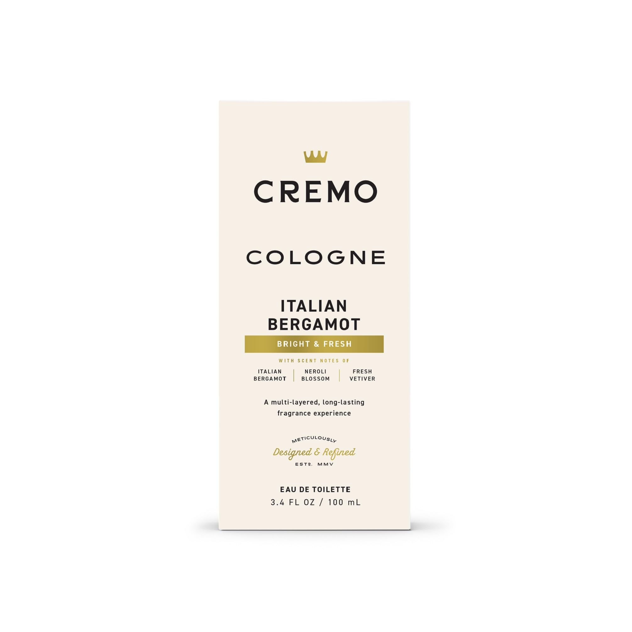 Cremo Cologne Homme - Eau de Cologne en Spray Épices et Vanille Noire pour Homme, Une Explosion d'Épices Vibrantes, de Bois Foncés et de Vanille Noire, Parfums Homme Signature Multi-Couches, 100 ml