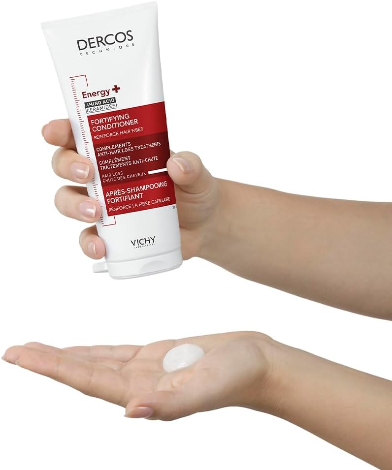 Vichy Dercos Energy+ Energising Fortifying Conditioner, Anti Hair Loss Treatment for Thinning and Brittle Hair, Enriched with Aminexil and Ceramides, 200ml