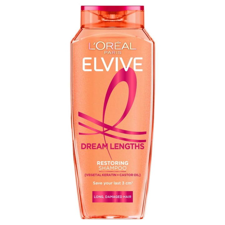 L'Oréal Paris Elvive Shampoo, Dream Lengths Restoring Shampoo with Vegetal Keratin & Castor Oil, Repairs & Reinforces Fragile Long Hair, Seals Split Ends, Suitable for All Hair Textures, 250ml Halalzen
