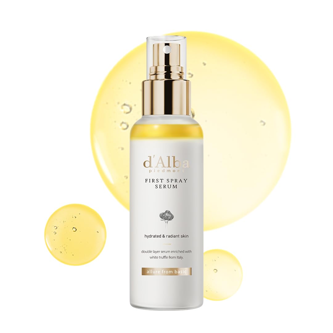 d'alba Italian White Truffle First Spray Serum, Vegan Skincare, Hydrating Facial Mist for Dry and Sensitive Skin, Glow Mist, Surfactant Free, Multifunctional Spray Halalzen