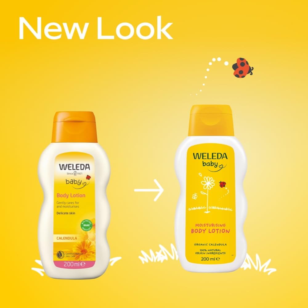 Weleda Baby Body Lotion, Calendula Moisturiser, Moisturising Cream for Baby, Delicate Skin, Dermatologically Tested, Gentle Protection, Developed by Professionals, 200ml Halalzen