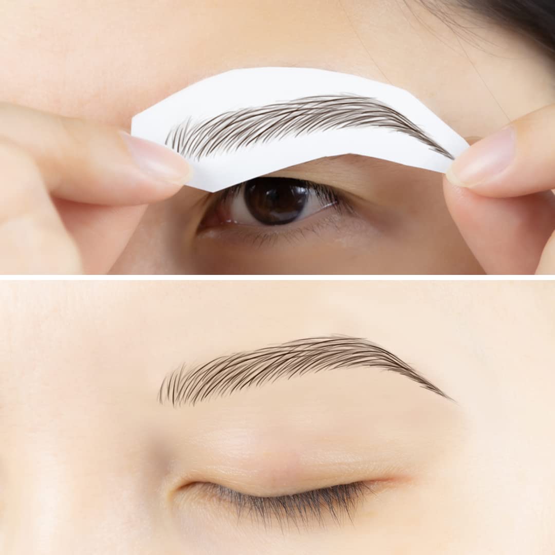 Bliss and Beyond USA | Waterproof Eyebrow Tattoo Stickers. A real hair stroke look. Hair replacement without surgery. Solution for hair loss. Bushy Tinted eyebrow tattoos. (New Las Vegas, Dark Brown)