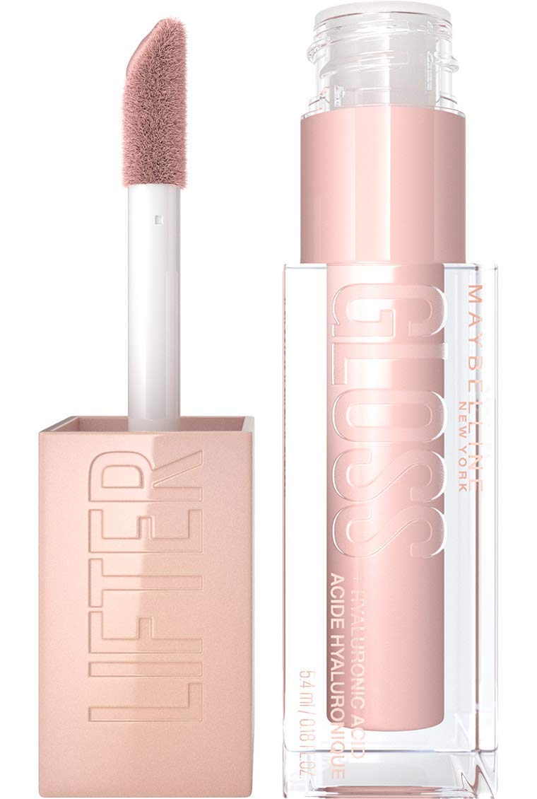 Maybelline Lifter Gloss, Hydrating Lip Gloss with Hyaluronic Acid, 002 Ice (Light Pink), Creates Fuller-Looking, Shiny, Moisturised and Plumped Lips. Non-sticky Halalzen