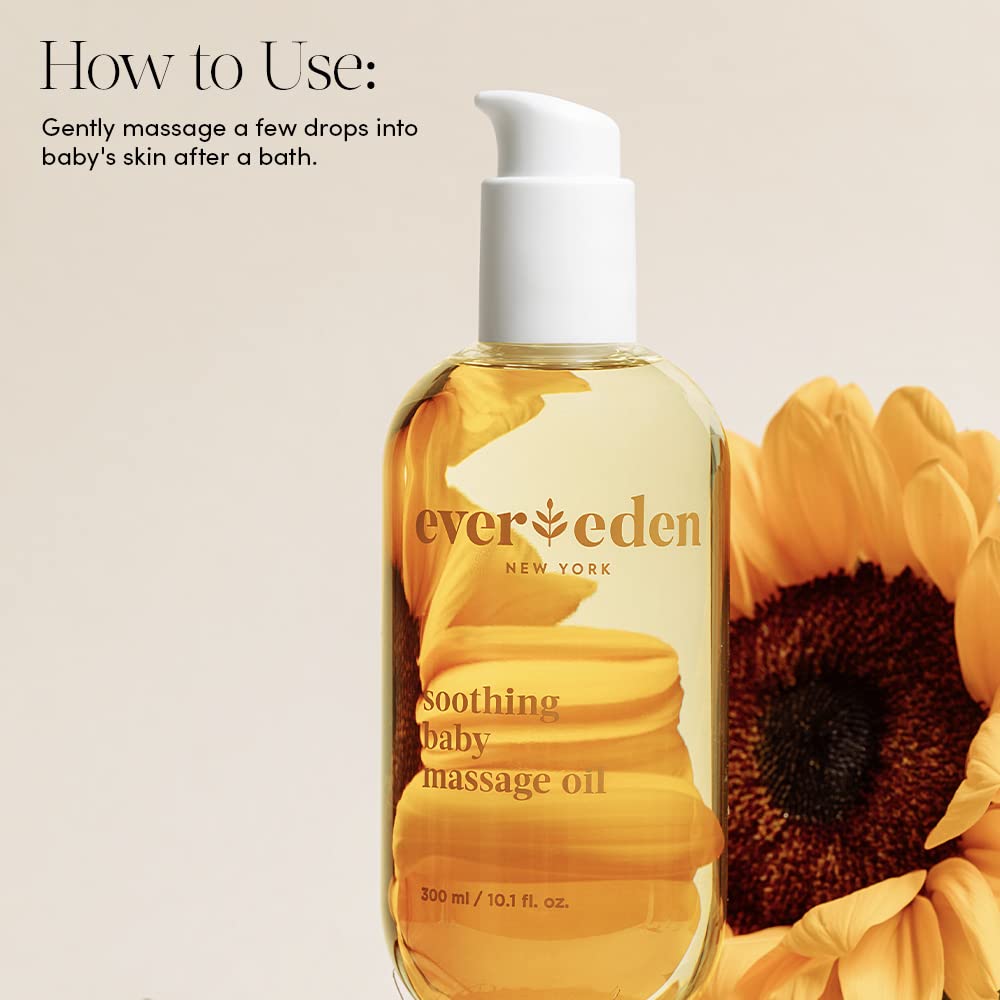 Evereden Soothing Baby Massage Oil 10.1 fl oz. | Clean Baby Care | Non-toxic and Fragrance Free | Clean Ingredients Halalzen