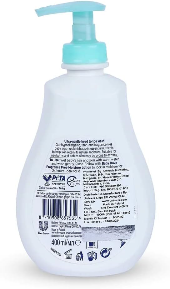Dove Baby Sensitive Moisture Head to Toe Wash, 400ml