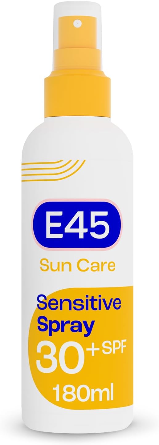 E45 Sunscreen Spray for Sensitive Skin SPF 30 - Hydrating Sun Protection with high UVA and UVB - Instantly Moisturising for Dry Skin, Sensitive Skin and Eczema Prone Skin - 180 ml | for Sensitive Skin