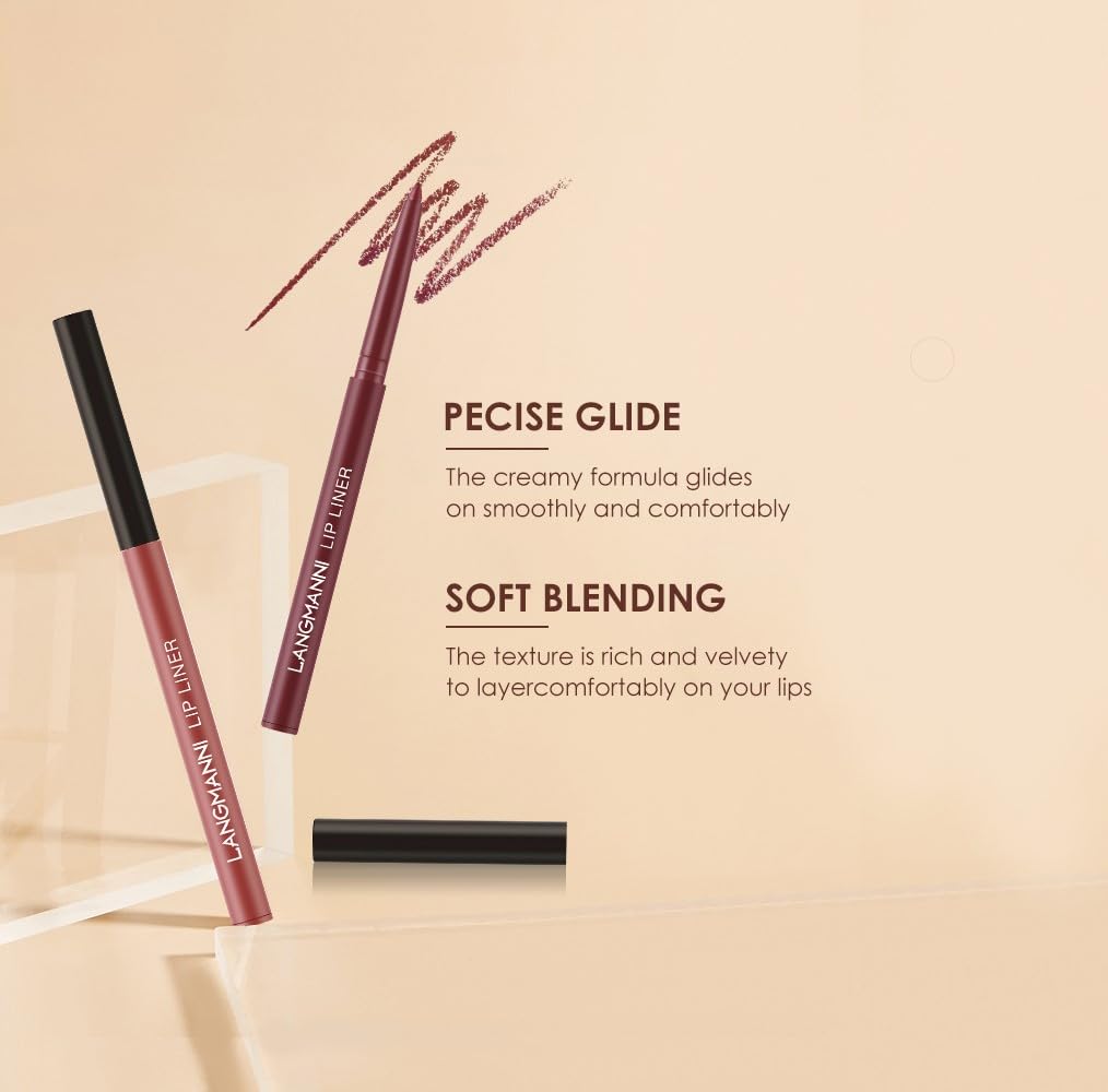 LANGMANNI 6 Matte Lipstick with 6 Lipliners Durable Lip Gloss,Long-Lasting&Waterproof Non-Stick Cup High Pigmented Velvet Lipgloss Kit,Beauty Cosmetics Gift for Girls(12PCS) Halalzen