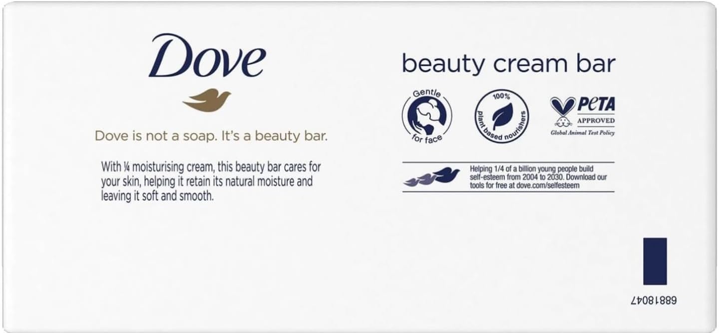 Dove Beauty Cream Bar Classic Original Soap for Shower & Bath Cleansing Normal & Sensitive Skin, Pack of 6 Halalzen