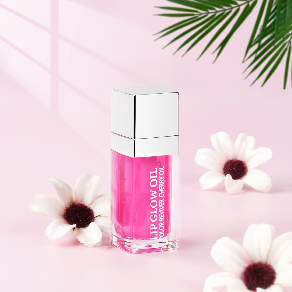 AOOWU Plumping Lip Oil Tinted, Moisturizing Long Lasting Nourishing Lip, Hydrating Gloss Tint Lipstick for Women, Glitter Shine Liquid Lipstick, Glaze Makeup Cosmetic, 015 - Cherry red, Pack of 1