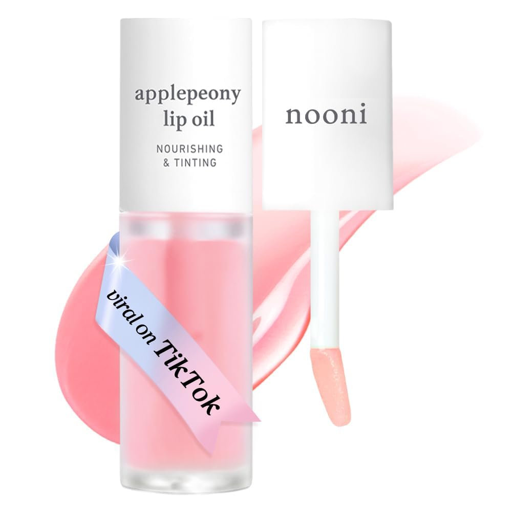 NOONI Korean Lip Oil - Applepeony | Long-Lasting, Moisturizing, Plumping, Revitalizing for Dry Lips, Waterproof, No Peel Off, Hydrating Lip Stain, Stocking Stuffers, Cute Stuff, 0.12 FL Oz Halalzen