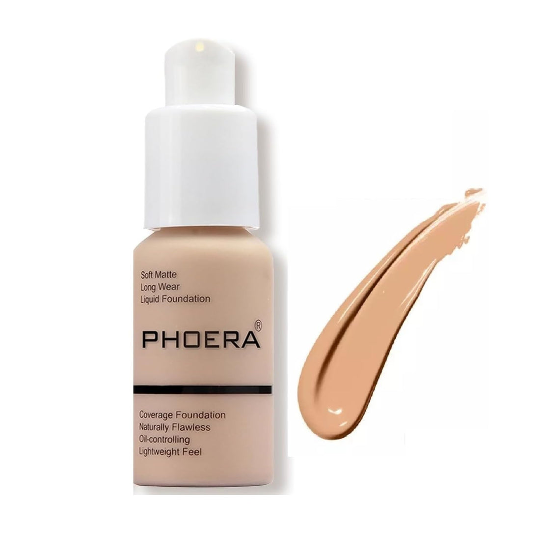 Aquapurity Phoera® Full Coverage Foundation Soft Matte Oil Control Concealer 30ml Long Lasting Flawless Cream Smooth (102 NUDE) Halalzen
