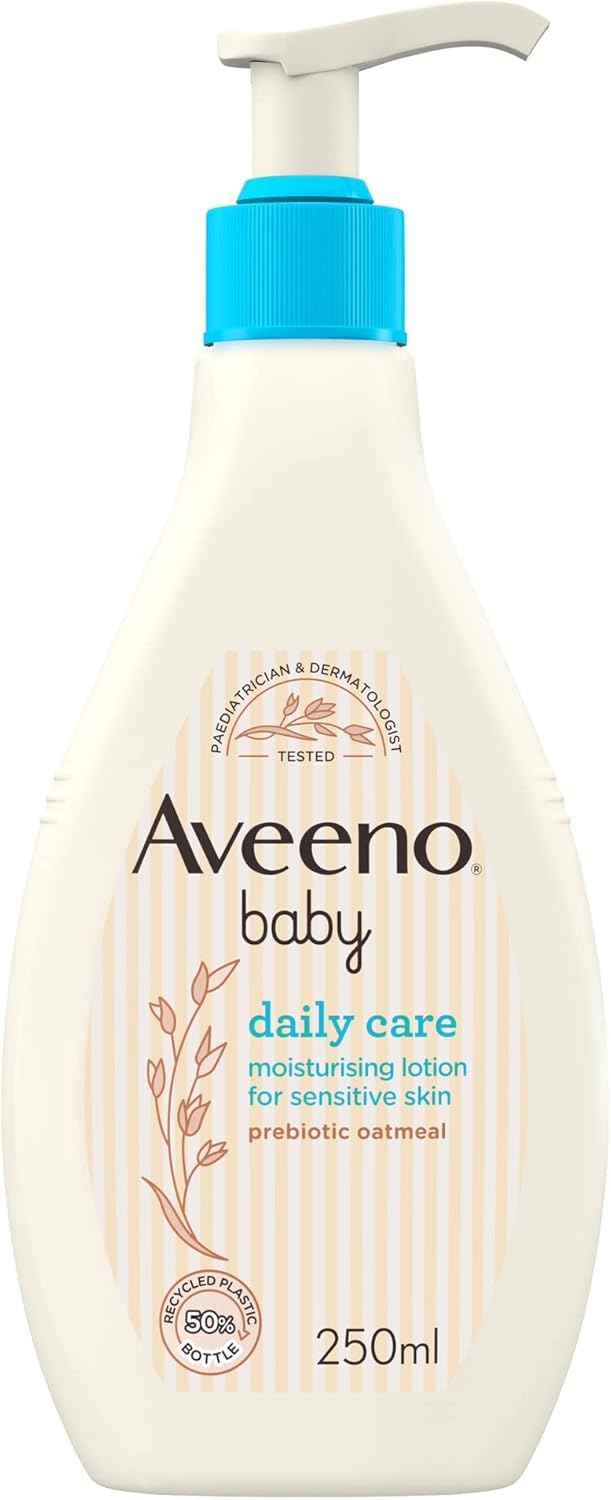 Aveeno Baby Daily Care Moisturising Lotion (3 x 150ml), Soothing Baby Cream to Provide 24-Hour Hydration Suitable for Newborns and Infants, Gentle Lotion for Dry, Sensitive Skin Prone to Eczema
