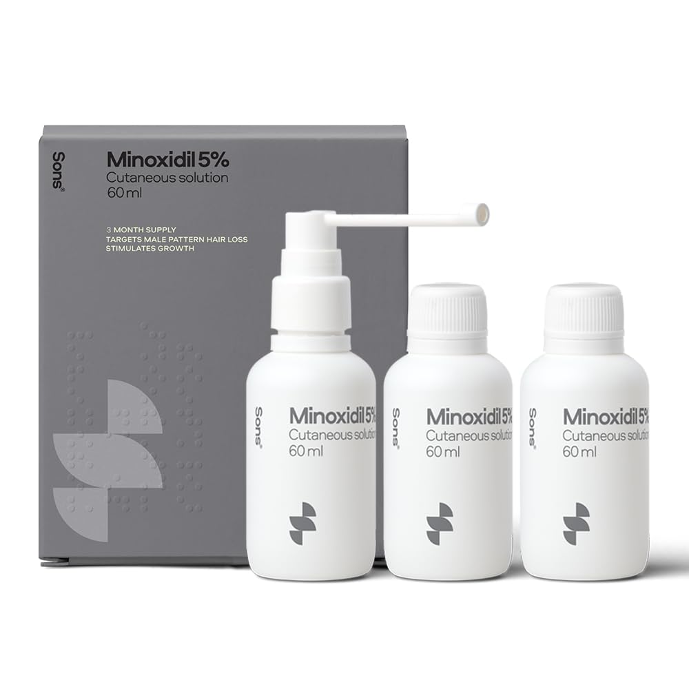 Sons Minoxidil 5% Spray for Men (1x60ml), Clinically Proven Hair Regrowth & Thickening Formula, Anti-Hair Loss Treatment, Stimulates Follicles, Easy to Use Precision Application System, Made in Europe