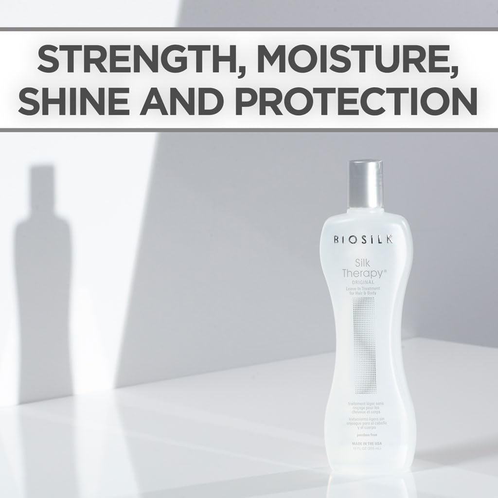 BioSilk Silk Therapy Original, Reconstructing Leave-In Hair Treatment, Adds Shine, Smooths & Prevents Split Ends, Sulfate-Free, Paraben-Free, Cruelty-Free, 12 Oz | Adding Shine, Sulfate Free, Paraben Free, Cruelty Free, 12 Oz Halalzen