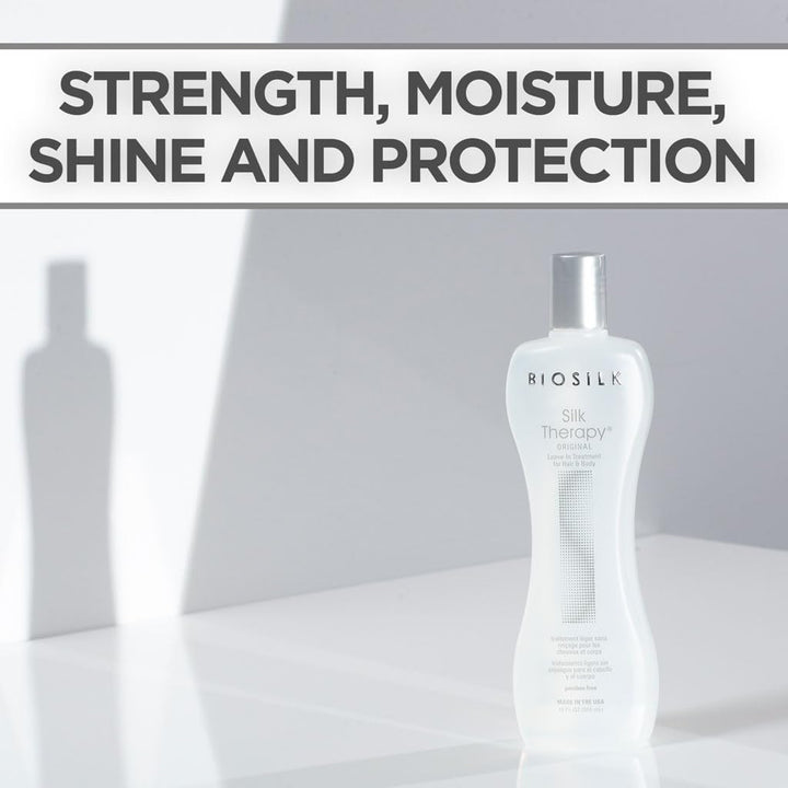 BioSilk Silk Therapy Original, Reconstructing Leave-In Hair Treatment, Adds Shine, Smooths & Prevents Split Ends, Sulfate-Free, Paraben-Free, Cruelty-Free, 12 Oz | Adding Shine, Sulfate Free, Paraben Free, Cruelty Free, 12 Oz Halalzen