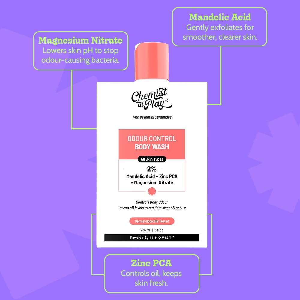 Chemist at Play Brightening Body Wash | Alpha Arbutin & Vitamin C | Fades Dark Spots & Evens Skin Tone | Glycolic Acid | Sulphate Free | 236ml