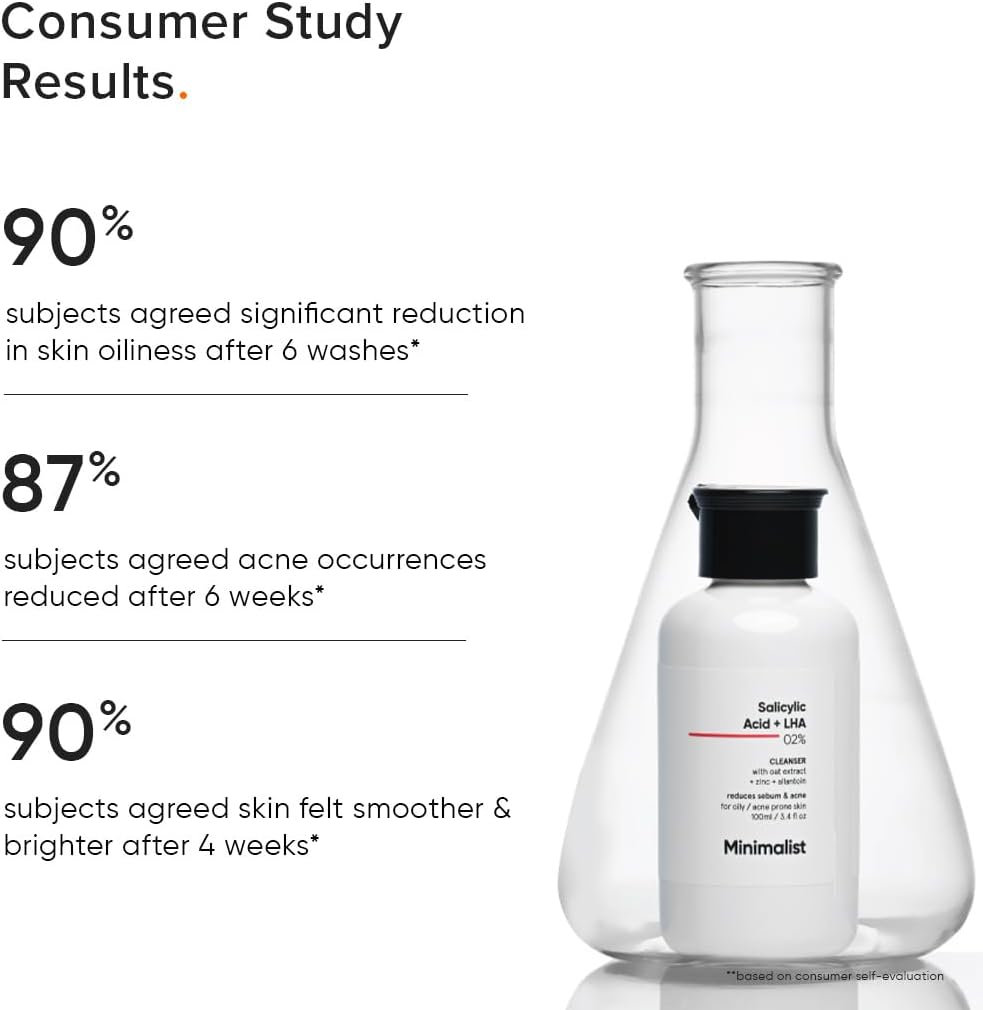 Minimalist 2% Salicylic Acid Face Wash for Oily Skin | Sulphate free, Anti Acne Face Cleanser With LHA & Zinc For Acne or Pimples | Men & Women, 100 ml (Pack of 1)