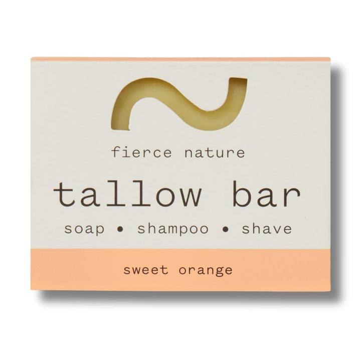 Fierce Nature Multi-Use Pure Tallow Bar | Organic & Natural Moisturising Bar for Face, Body, Hands & Hair | Non-Toxic Skincare Essential - Sweet Orange 80g Halalzen