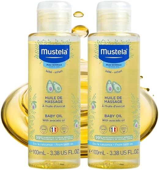 Mustela - Baby Oil – Soothing Massage Oil for Hydration and Soft Skin – 99% Natural Ingredients with Avocado Oil, Sunflower Oil and Pomegranate Seed Oil – Gentle Skin Care for Newborns – 100ml Halalzen