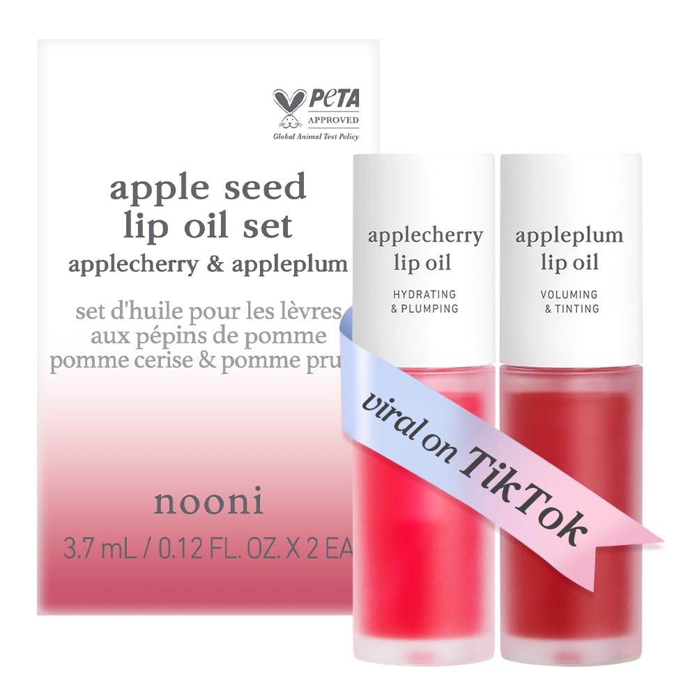 NOONI Korean Lip Oil - Applepeony | Long-Lasting, Moisturizing, Plumping, Revitalizing for Dry Lips, Waterproof, No Peel Off, Hydrating Lip Stain, Stocking Stuffers, Cute Stuff, 0.12 FL Oz Halalzen