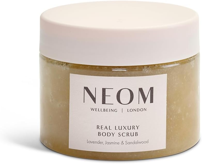 NEOM- Real Luxury Body Scrub | Luxury Body Scrub | Lavender & Sandalwood | 100% Natural Fragrance | Scent to De-Stress | Organic Vegan Hydrating Body Scrub