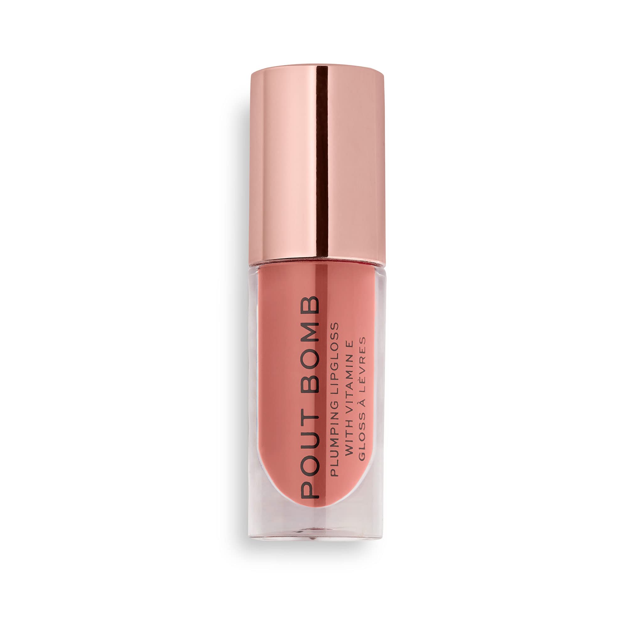 Revolution Beauty, Pout Bomb Plumping Lip Gloss, High-Shine for Glossy, Fuller & Plump Lips with Hyaluronic Acid & Peptides, Vegan & Cruelty-Free, Sheer Milky Nude Halalzen