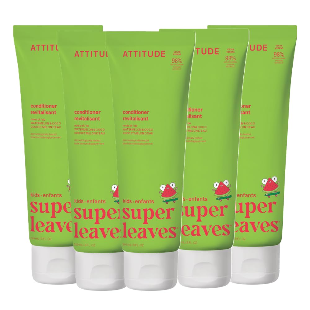 ATTITUDE Natural Conditioner for Kids, Hypoallergenic, Vegan, Plant- and Mineral-Based, Vegan and Cruelty-free, Vanilla and Pear, 8 Fl Oz (11115) Halalzen