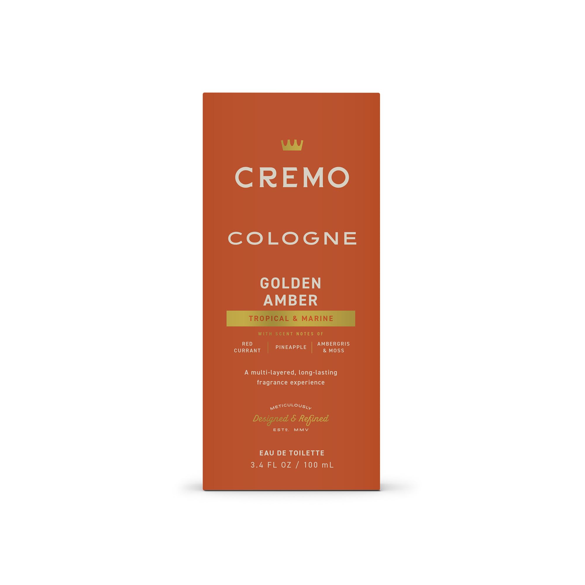 Cremo Cologne Homme - Eau de Cologne en Spray Épices et Vanille Noire pour Homme, Une Explosion d'Épices Vibrantes, de Bois Foncés et de Vanille Noire, Parfums Homme Signature Multi-Couches, 100 ml