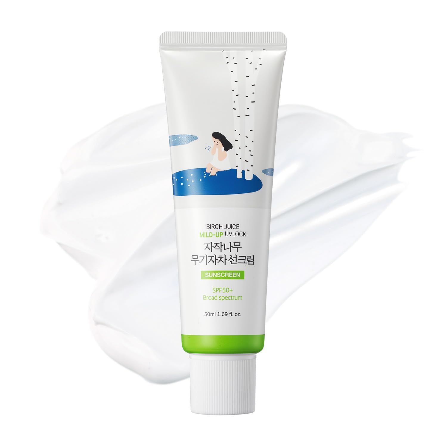 ROUND LAB Birch Juice Moisturizing Sunscreen SPF 50, Hydrating Lotion-like Lightweight Glow Sunscreen for Sensitive Skin, No White Cast, Fragrance-Free, Protector Solar, Korean Sunscreen, 50ml