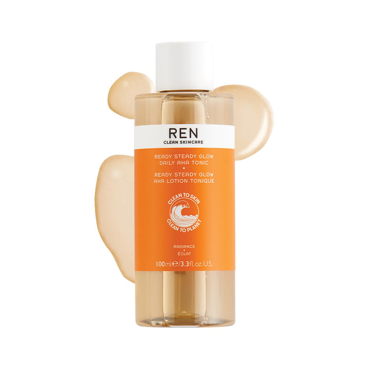 REN Ready Steady Glow Daily AHA Tonic, 100ml – Exfoliating Toner with Lactic Acid and Salicin, Brightens Skin, Reduces Pores and Fine Lines, Smooths Texture for an Even Complexion Halalzen