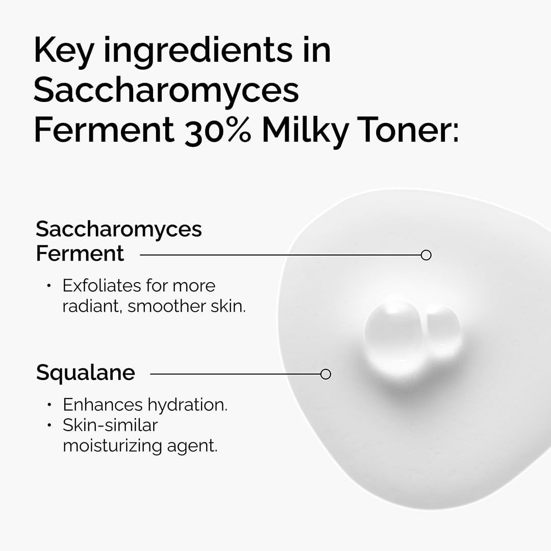 The Ordinary Saccharomyces Ferment 30% Milky Toner, Exfoliating and Hydrating Toner for Smoother, Brighter Skin, 100ml