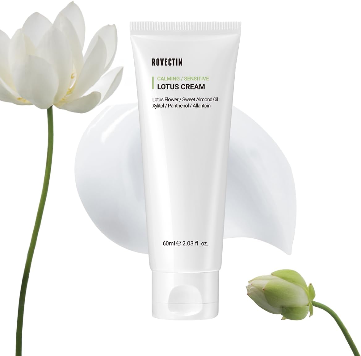Rovectin Lotus Water Cream - Lightweight Hydrating Facial Moisturiser for Sensitive Skin, Barrier Repair Moisturizer, Non-Comedogenic Oil Free Moisturiser, Korean Skincare, K Beauty 60ml