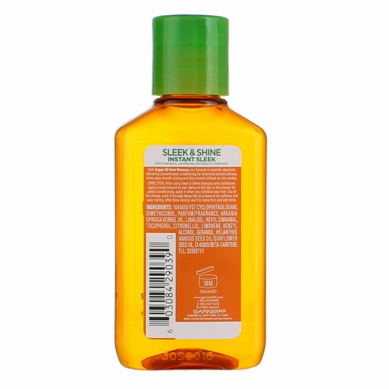 Garnier Fructis Sleek & Shine Moroccan Sleek Smoothing Oil for Frizzy, Dry Hair, Argan Oil, 3.75 Fl Oz, 2 Count (Packaging May Vary) Halalzen