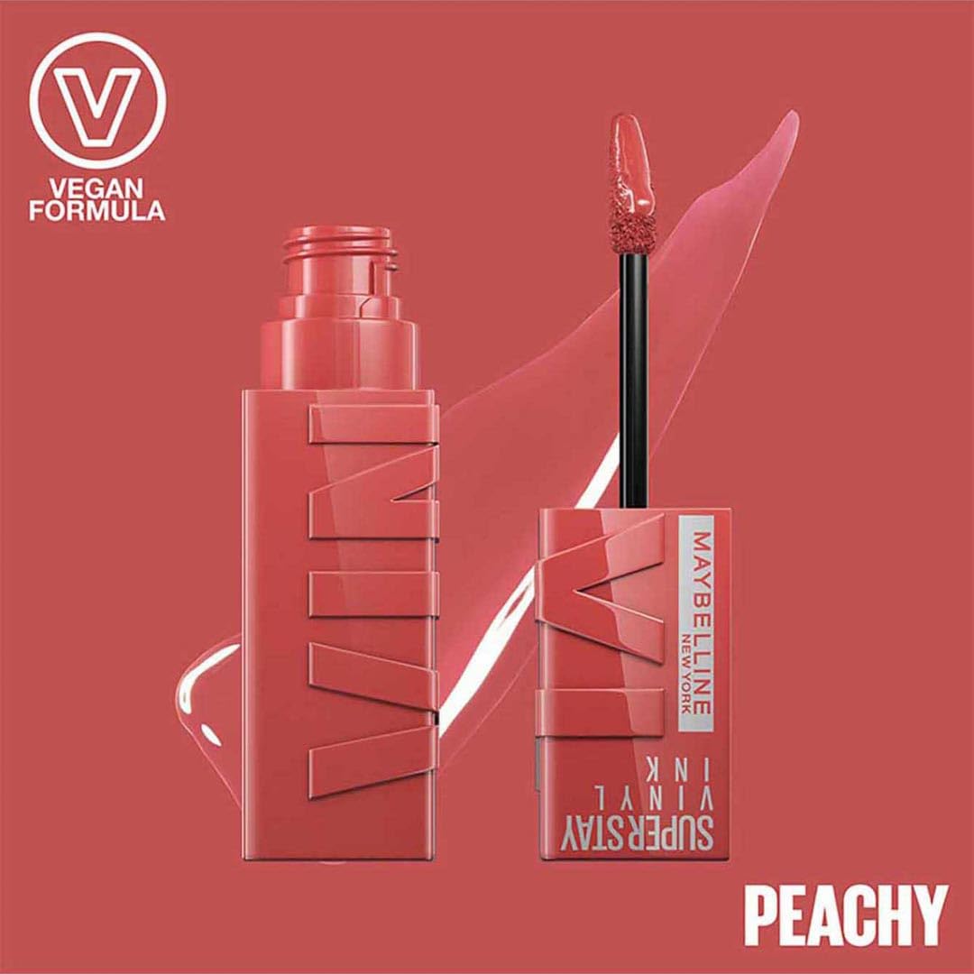Maybelline New York Super Stay Vinyl Ink Liquid Lip Colour, 16HR Long-Lasting, Ultra-Pigmented, Smudge & Transfer-Proof, High Shine Finish, Vegan Formula for Comfortable Wear, Shade: 10 Lippy Halalzen