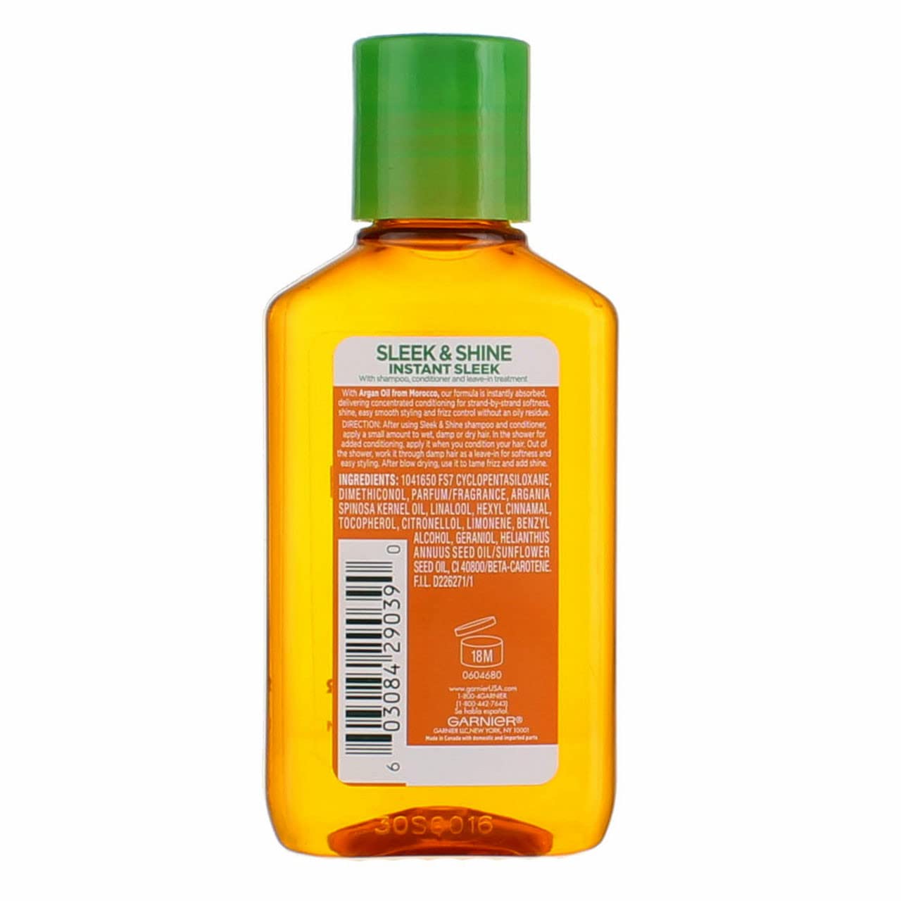 Garnier Fructis Sleek & Shine Moroccan Sleek Smoothing Oil for Frizzy, Dry Hair, Argan Oil, 3.75 Fl Oz, 2 Count (Packaging May Vary) Halalzen