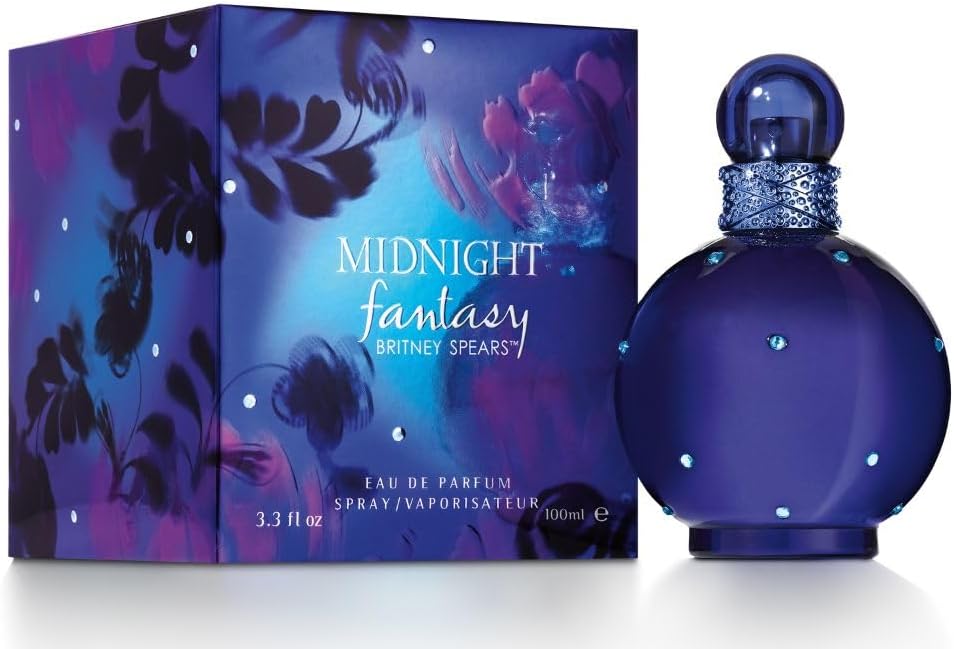 Britney Spears Midnight Fantasy 100 ml – Eau de Parfum for Women – Floral Amber Fruity Fragrance – Notes of Exotic Plum, Velvet Iris and Amber – Midnight Blue Bottle Halalzen