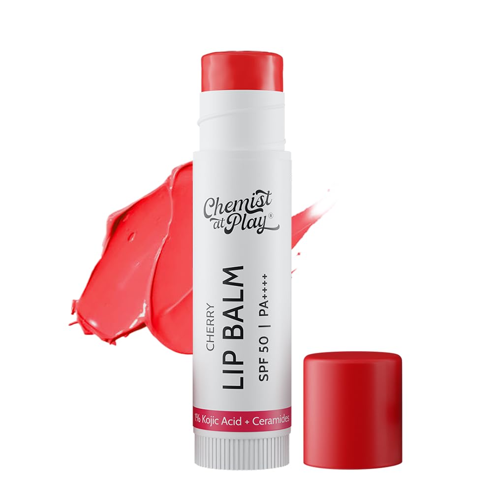 Chemist At Play's Natural Lip Balm| Repairs Chapped Lips Brightens Dark Lips | 1% Kojic Acid| SPF 50 PA++++| For men and women| 4.5gm