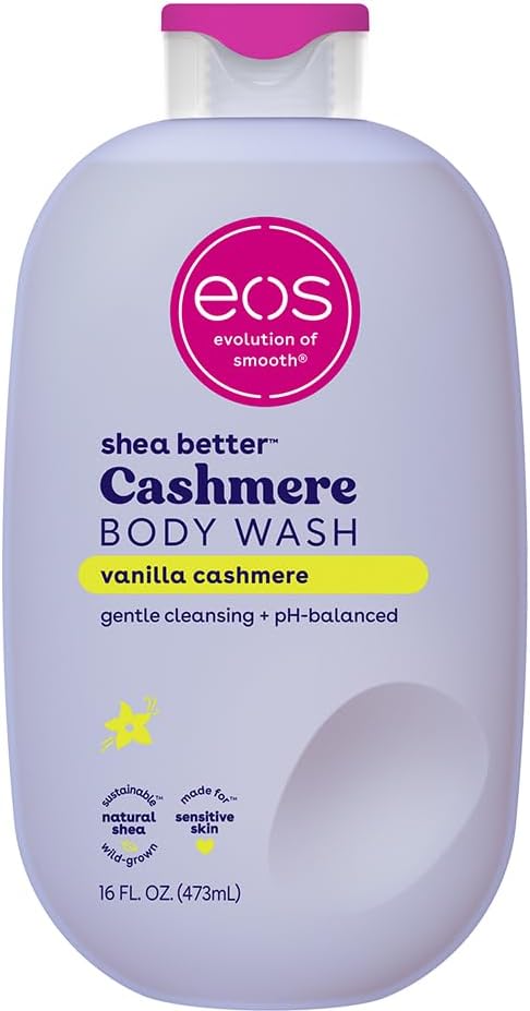 eos Shea Better Cashmere Vanilla, Moisturizing and Nourishing Body Wash with pH-Balanced Cream Gel Formula, Free from Parabens and Phthalates, Sensitive Skin, 400 ml Halalzen