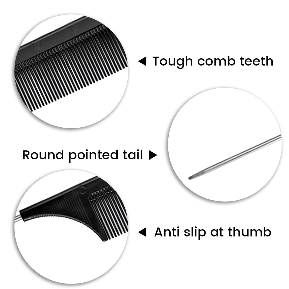 5 Pcs Slick Brush Set, Plastic Bristle Hair Brush and Teasing Comb and Topsy Tail Hair Tool, Rat Tail Comb Double Sided Edge Brushes for Hairs Slicking, Brushing, Combing and Styling(COLOR:Pink) Halalzen