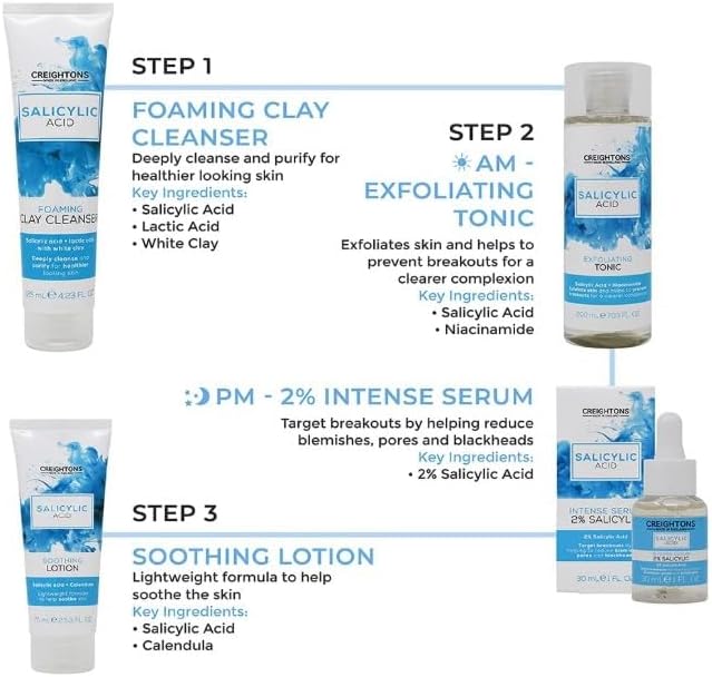 Creightons Salicylic Acid Intense Serum 2% (30ml) – Reduces Blemishes, Pores & Blackheads | Dermatologically Tested, Vegan & Cruelty-Free | For Oily/Blemish-Prone Skin