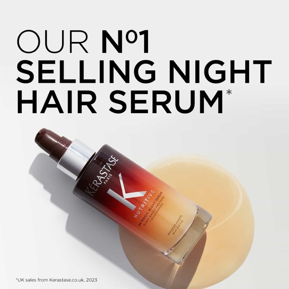 Kérastase Nutritive Nourishing Hair Serum with Niacinamide, Overnight Leave-In Treatment for Dry Hair, Lightweight and Non-Greasy, 8H Magic Night Serum