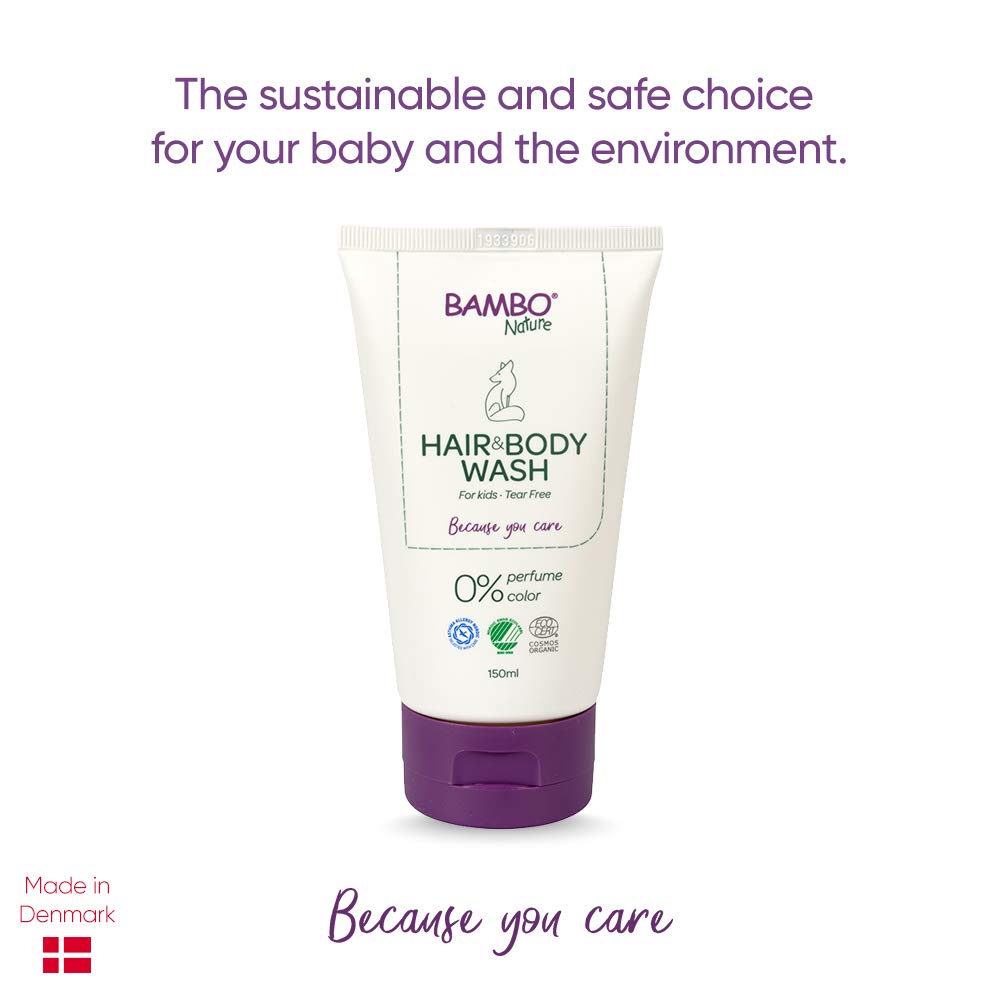 Bambo Nature Kids Shampoo and Body Wash, 150ml,Bath Wash For Sensitive Skin, Tear-Free Shampoo, Organic and Vegan For Clean and Happy Baby, Sustainable Products