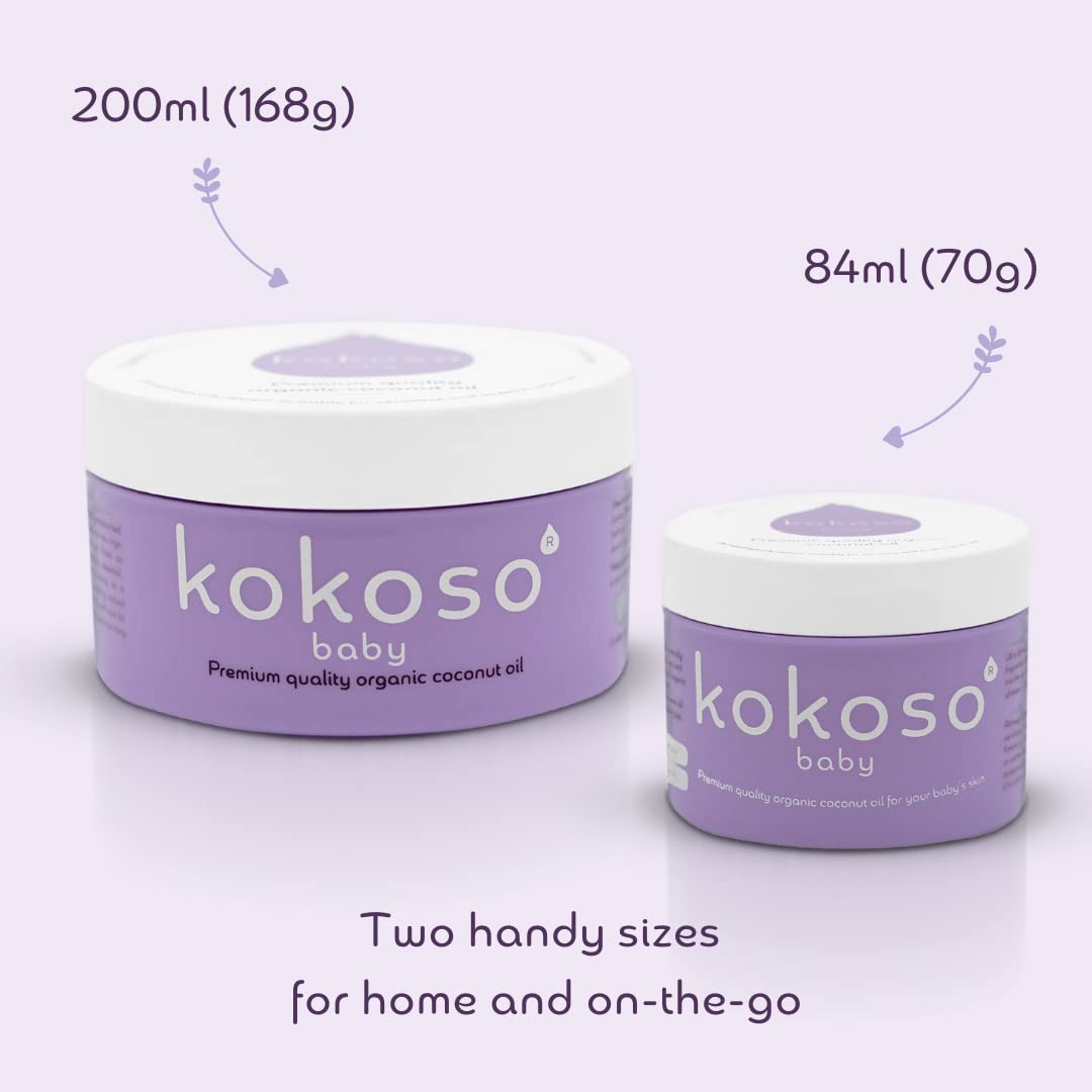 Kokoso Baby Organic Coconut Oil - Moisturising 100% Natural Baby Oil for Baby Massage, Dry, Sensitive and Normal Baby Skin - 200ml Halalzen