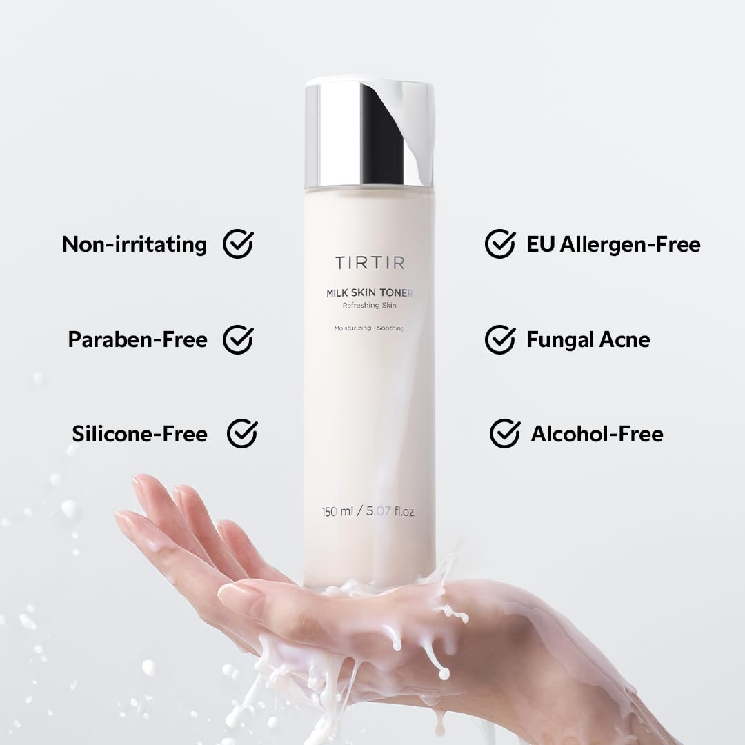 TIRTIR Milk Skin Rice Toner - Deep Moisturizing, Hydrating and Refreshing for face, Niacinamide, Ceramide, Rice Bran Extract, Nature-Oriented Ingredients, Korean Skin Care, Vegan (150ml, Original)