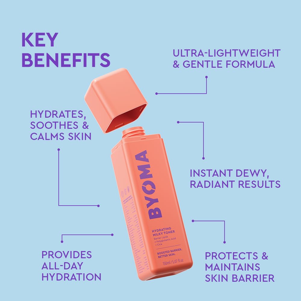 BYOMA Hydrating Milky Toner (150ml) for Dry Skin, Ultra Hydrating Toner for Face - Soothes Skin, Locks in Moisture, Reduces Redness - Barrier Repair, Vegan