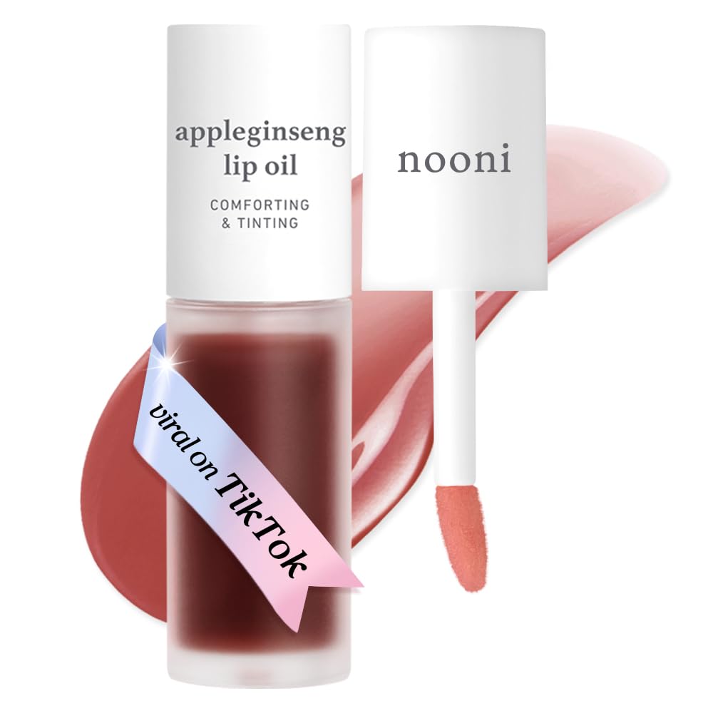 NOONI Korean Vegan Lip Oil - Appleberry | Lip Stain, Gift, Long-Lasting, Moisturising, Plumping, Revitalising for Dry Lips, Waterproof, No Peel Off, 0.12 Fl Oz