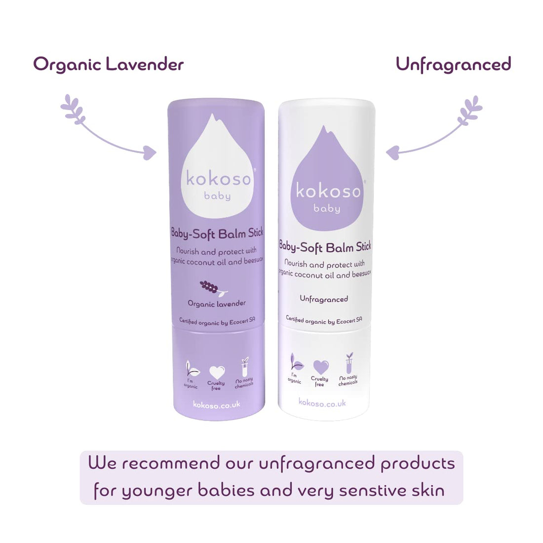 Kokoso Baby Soft Balm Stick, Organic Lavender, Great for Dry Hands, Sore Lips and Chapped Cheeks, Protects Dribbly Chins and Soothes Dribble Rash, 100% Natural & Organic Ingredients, 13g Halalzen