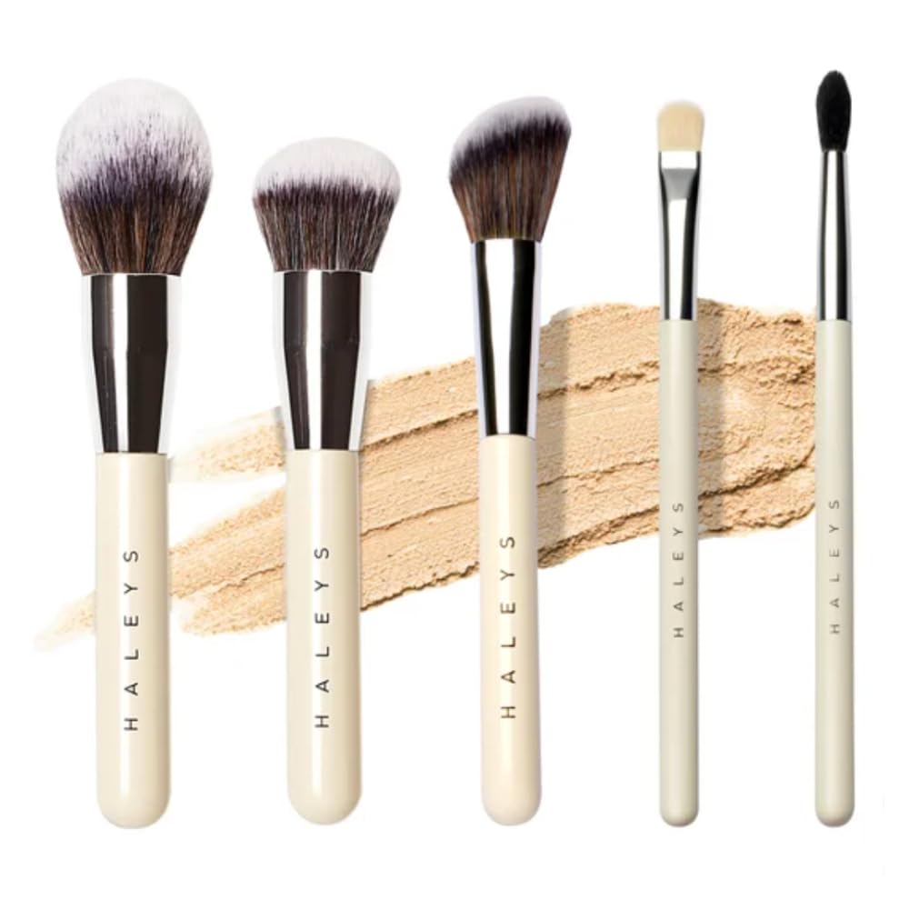 Haleys Beauty Kabuki Foundation Brush For Applying Powder, Foundation, Bronzer, Blush, and Mineral Make up, Soft Bristles, Seamless Blending, Makeup Brushes Essential, Vegan & Cruelty Free